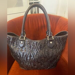 Cole Haan Dark Purple Woven Leather Shoulder Bag